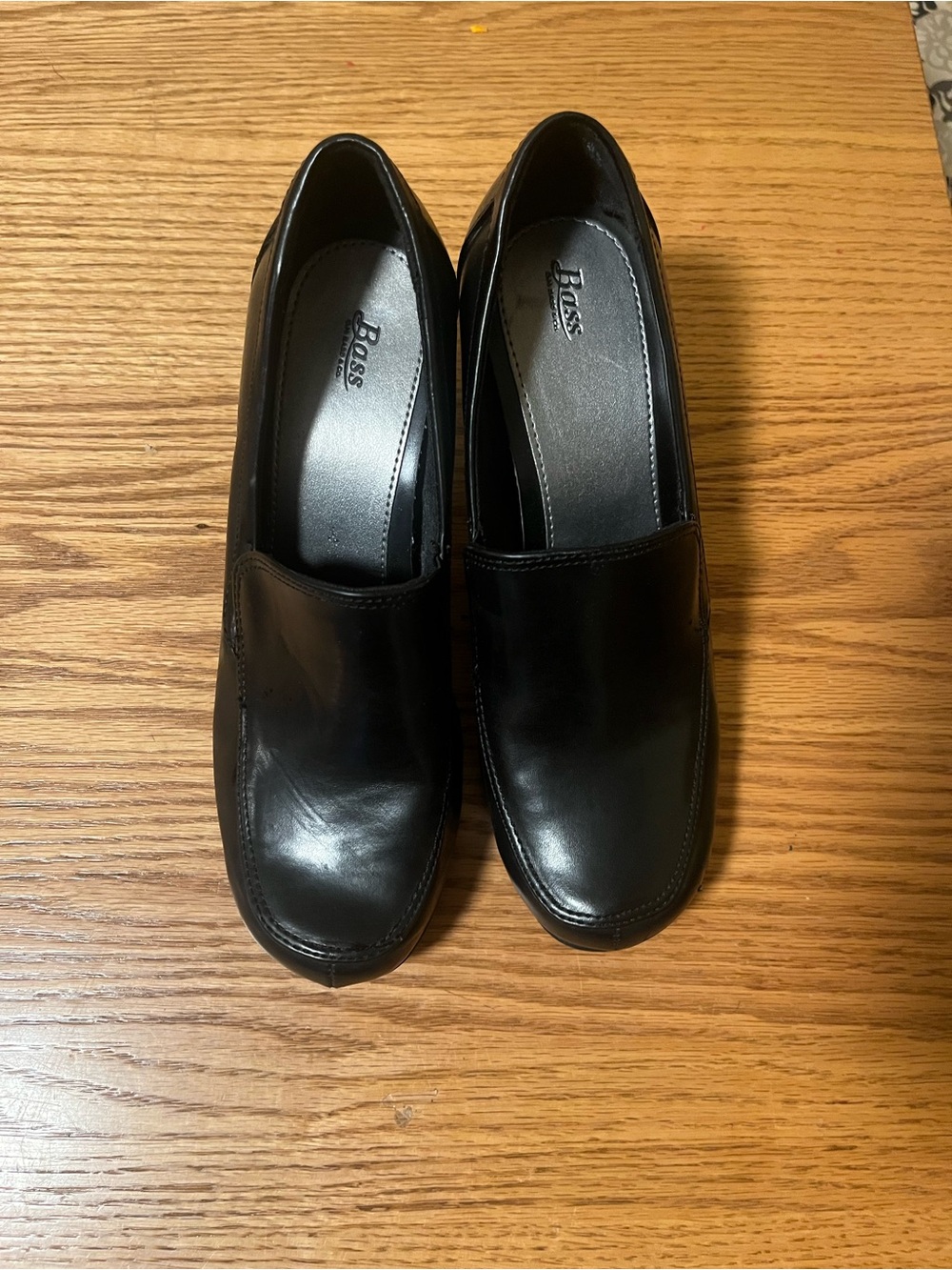 Bass GALAXY Vintage 90s Block Chunky Heel Black Leather Loafers Size 7.5